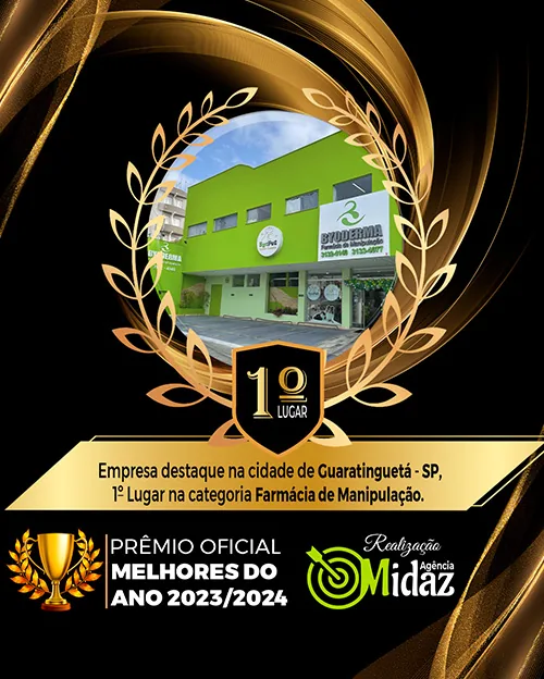 Byoderma: 1º lugar Farmácia de Manipulação — Prêmio Oficial Melhores do Ano 2023/2024